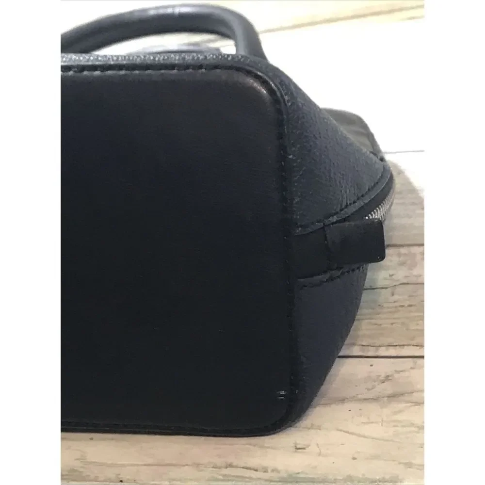 CALVIN KLEIN Stylish Navy Black Pebbled Leather Satchel Bag Purse Logo‎ Tag